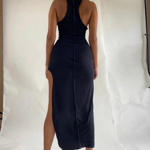 Sexy Women High Split Bodycon Dress 2022 Summer Sleeveless Long Tank Dresses Girls Slim Party Dress Clubwear Robe De Plage