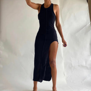 Sexy Women High Split Bodycon Dress 2022 Summer Sleeveless Long Tank Dresses Girls Slim Party Dress Clubwear Robe De Plage