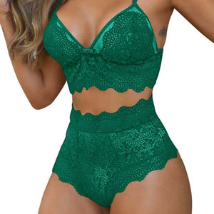 Sexy Women Lingerie Set Lace Breathable Erotic Underwear Suit Female Lingerie Lace Bra Briefs Set Hollow Out G-String Bra Set