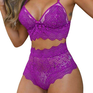 Sexy Women Lingerie Set Lace Breathable Erotic Underwear Suit Female Lingerie Lace Bra Briefs Set Hollow Out G-String Bra Set