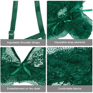 Sexy Women Lingerie Set Lace Breathable Erotic Underwear Suit Female Lingerie Lace Bra Briefs Set Hollow Out G-String Bra Set