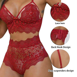 Sexy Women Lingerie Set Lace Breathable Erotic Underwear Suit Female Lingerie Lace Bra Briefs Set Hollow Out G-String Bra Set