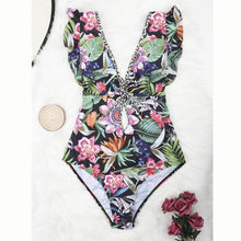 Load image into Gallery viewer, Sexy Women One Piece Swimsuit Female Push Up Swimwear Floral Bathing Suit Ruffle Swimming Suit Bodysuit Monokini Swimsuits