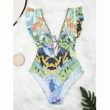 Load image into Gallery viewer, Sexy Women One Piece Swimsuit Female Push Up Swimwear Floral Bathing Suit Ruffle Swimming Suit Bodysuit Monokini Swimsuits