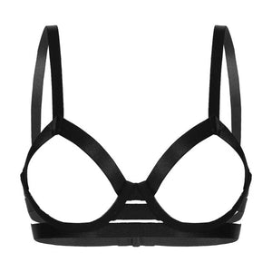 Sexy Women Open Nipple Bras Hollow Out Bare Breast Lingerie Exotic Strappy Nightclub Open Cups Bra Push Up Underwire Bra Tops