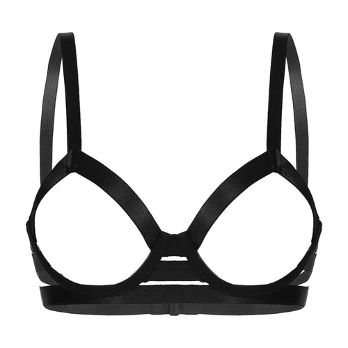 Sexy Women Open Nipple Bras Hollow Out Bare Breast Lingerie Exotic Strappy Nightclub Open Cups Bra Push Up Underwire Bra Tops