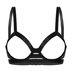 Sexy Women Open Nipple Bras Hollow Out Bare Breast Lingerie Exotic Strappy Nightclub Open Cups Bra Push Up Underwire Bra Tops