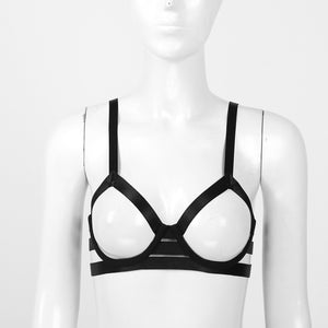 Sexy Women Open Nipple Bras Hollow Out Bare Breast Lingerie Exotic Strappy Nightclub Open Cups Bra Push Up Underwire Bra Tops