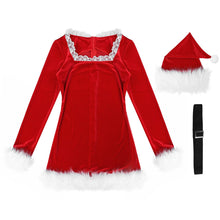 Load image into Gallery viewer, Sexy Women Red Xmas Dress with Belt Hat Sexy Christmas Costumes Adult Mrs Santa Claus Outfit Holidays Fancy Cosplay Costumes