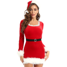 Load image into Gallery viewer, Sexy Women Red Xmas Dress with Belt Hat Sexy Christmas Costumes Adult Mrs Santa Claus Outfit Holidays Fancy Cosplay Costumes