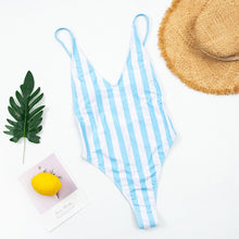 Load image into Gallery viewer, Sexy Women Swimwear Female 2021 New One Piece Swimsuit Striped Backless Bathing Suit Woman Swimming Wear for Beachwear Monokini