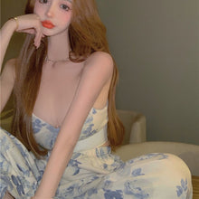 Load image into Gallery viewer, Sexy Y2k floral Two Piece top pant Set Women Korean Casual High Street Summer Suit 2021 elegant Mini Top Long Wide Leg Pants