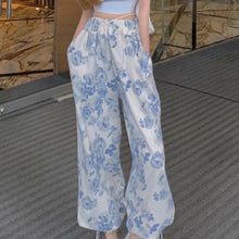 Load image into Gallery viewer, Sexy Y2k floral Two Piece top pant Set Women Korean Casual High Street Summer Suit 2021 elegant Mini Top Long Wide Leg Pants