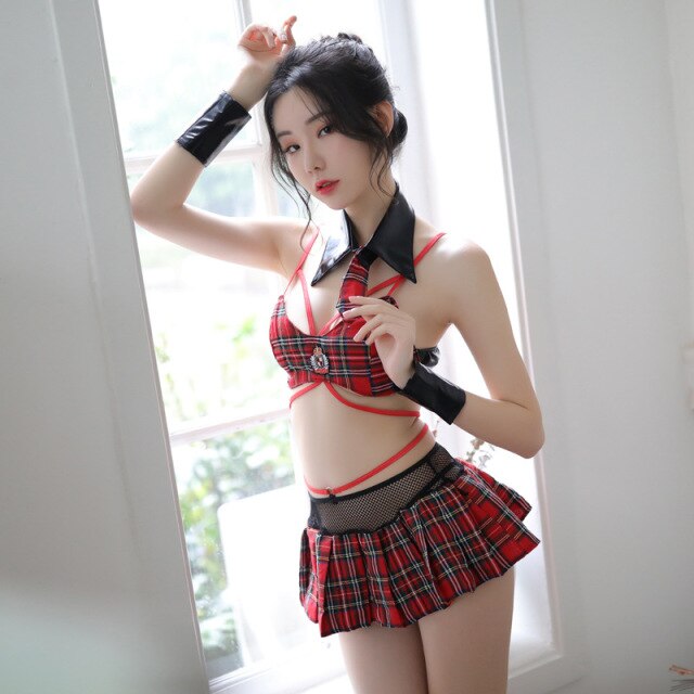 Sexy adult lingerie student uniform plaid sexy skirt for sex erotic Costumes sex schoolgirl student sex uniform naughty lingerie