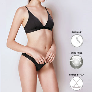 Sexy bralette Black V-Neck Bra Triangle Cup Top Wireless Bras Unlined Brassiere Soft Lingerie Thin Underwear For Women