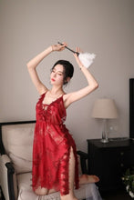 Load image into Gallery viewer, Sexy lingerie lace temptation sexy lingerie side slit suspender nightdress female transparent seductive