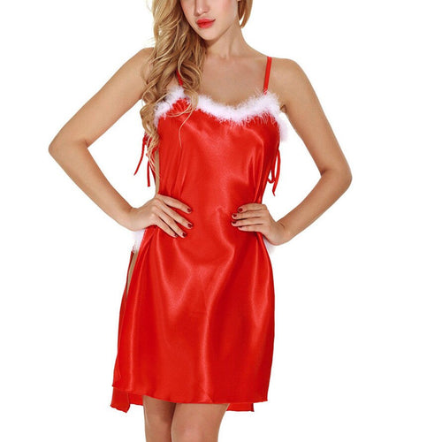 Sexy lingerie perspective mesh Christmas dress nightdress pajamas Christmas girl sexy short skirt