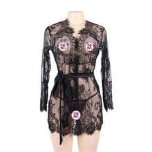 Load image into Gallery viewer, Sexy nightgown female summer perspective thin lace 2021 new pajamas set hot passion temptation pajamas