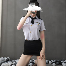 Load image into Gallery viewer, Sexy police woman uniform stewardess erotic lingerie sexy skirt for sex cosplay seduction suit sex bdsm bondage sex uniform hot