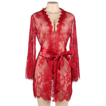 Load image into Gallery viewer, Sexy underwear sexy lace pajamas perspective cardigan nightgown European and American passion temptation pajamas set