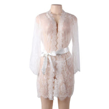 Load image into Gallery viewer, Sexy underwear sexy lace pajamas perspective cardigan nightgown European and American passion temptation pajamas set