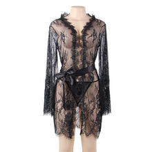 Load image into Gallery viewer, Sexy underwear sexy lace pajamas perspective cardigan nightgown European and American passion temptation pajamas set