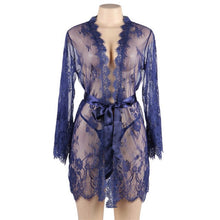 Load image into Gallery viewer, Sexy underwear sexy lace pajamas perspective cardigan nightgown European and American passion temptation pajamas set