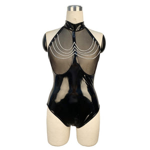 Sexy wetlook Faux Leather Catsuit PVC Latex Bodysuit Hollow out Bust Open Crotch Clubwear fetish hot erotic Pole Dance Lingerie