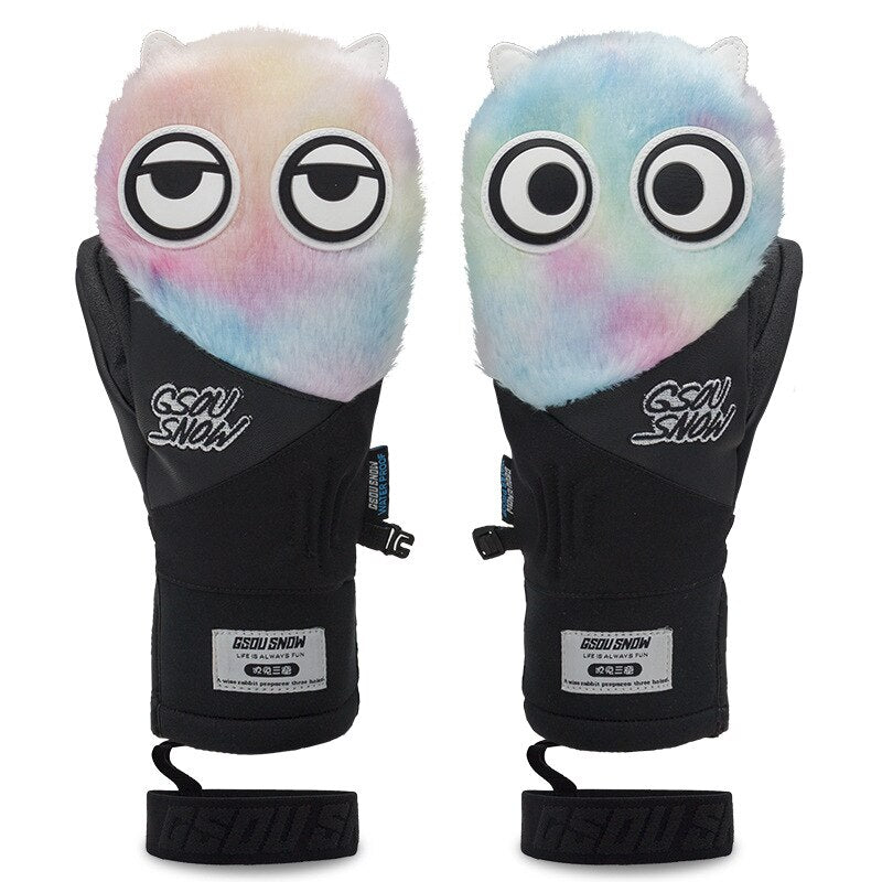 Cartoon Winter Women Ski Gloves Waterproof Sports Man Cycling Mittens Outdoor Mountain Men Snow Glove Warm Female Mitten Clothes