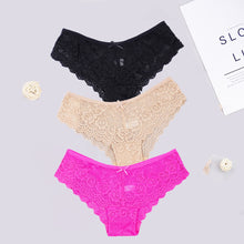 Load image into Gallery viewer, 3pcs/lots Women Briefs Sexy Full Lace Panties Hollow Out Low-waist Female Shorts Soft Solid Color Breathable Underwear Fast Ship