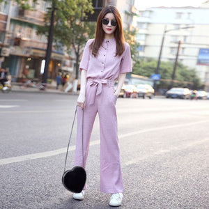 Shirt Outfit 2021 Youth Summer New Elegant Oversized Trousers Western Style Leisure Fashion Two-Piece Suit