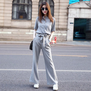 Shirt Outfit 2021 Youth Summer New Elegant Oversized Trousers Western Style Leisure Fashion Two-Piece Suit