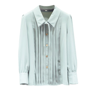 Shirt women's chiffon shirt 2021 spring new long-sleeved bottoming shirt bow all-match small shirt