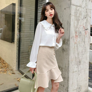 Shirts Women Solid Simple New Arrival Spring Korean Style Chic Trendy Casual Blouses Elegant Vintage Womens Streetwear All-match