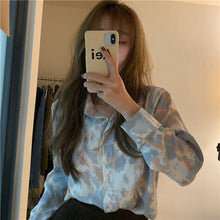 Load image into Gallery viewer, Shirts Women Tie-dye Leisure Floral Retro Long Sleeve All-match Elegant Sweet Females Blouses Korean Style Streetwear Ins Trendy