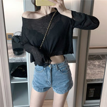 Load image into Gallery viewer, Short Loose Long Sleeves Thin Type Sunscreen Small Shirt Top Women's Spring and Summer All-Match Bottoming Shirt New Inner Wear