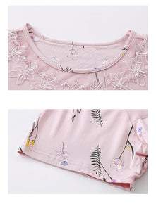 Short Pajamas For Women Summer Homewear Women 100% Cotton Modal Plus Size Pyjama Floral Top + Pants Sleepwear Female Home Wear