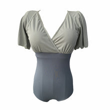 Load image into Gallery viewer, Short Sleeve One Piece Swimsuit Women Solid Swimwear Ruffle Monokini High Cut Swim Suit Pleated Bathing Suit Pad Push Up Korea