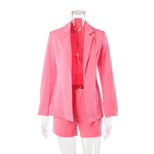 Load image into Gallery viewer, Shorts Sets Women Summer 2021 Long Sleeve Blazer And Short Two Piece Set Female Clothing Fashion Style Suit Orange Pink Yellow