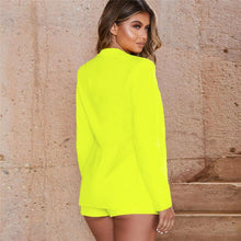 Load image into Gallery viewer, Shorts Sets Women Summer 2021 Long Sleeve Blazer And Short Two Piece Set Female Clothing Fashion Style Suit Orange Pink Yellow