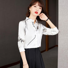 Load image into Gallery viewer, Silk Blouse Long-sleeved Tose Print Shirt Vintage High-quality Women Blouse Top