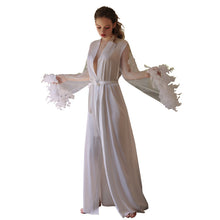 Load image into Gallery viewer, Silk Robes for Women Bath Robe Sets Bridesmaid Robes Feather Sleepwear Bridal Robes with Lace Bridesmaid Gift Sexy Kimono Robe