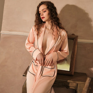 Silk Robes for Women Sleepwear Kimono Bathrobe Female Intimate Lingerie Home Wear Deep V Sexy Bridesmaid Robe Dropshipping