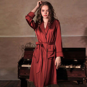 Silk Robes for Women Sleepwear Kimono Bathrobe Female Intimate Lingerie Home Wear Deep V Sexy Bridesmaid Robe Dropshipping