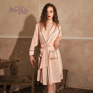 Silk Robes for Women Sleepwear Kimono Bathrobe Female Intimate Lingerie Home Wear Deep V Sexy Bridesmaid Robe Dropshipping