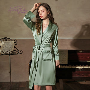 Silk Robes for Women Sleepwear Kimono Bathrobe Female Intimate Lingerie Home Wear Deep V Sexy Bridesmaid Robe Dropshipping