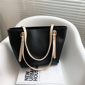 Simple High Capacity PU Leather Women&#39;s Big Tote Luxury Ladies Handbags and Purses Designer Shopper Shopping Shoulder Bags