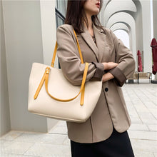 Load image into Gallery viewer, Simple High Capacity PU Leather Women&#39;s Big Tote Luxury Ladies Handbags and Purses Designer Shopper Shopping Shoulder Bags