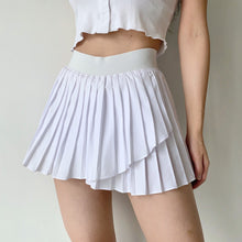 Load image into Gallery viewer, Simple High Waist Solid Tennis Sports Pleated Skirt With Shorts Women Harajuku Black White Plus Size Sexy Mini Asymmetric Skirts