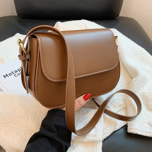 Simple Solid Color PU Leather Armpit Baguette Crossbody Bag for Women 2021 Shoulder Handbags and Purses Female Travel Designer